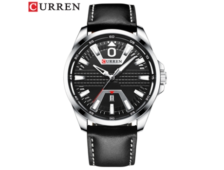 Relojes para Hombres Reloj de Moda para Hombres Calendario de Cuarzo con Correa de Cuero Genuino Relojes de Pulsera-Concha Blanca Negra LUUCOZK