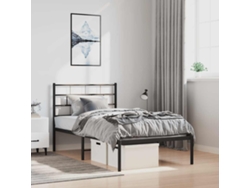 Estructura Cama Sin Colchón Con Cabecero Metal Negro 100x200 Cm