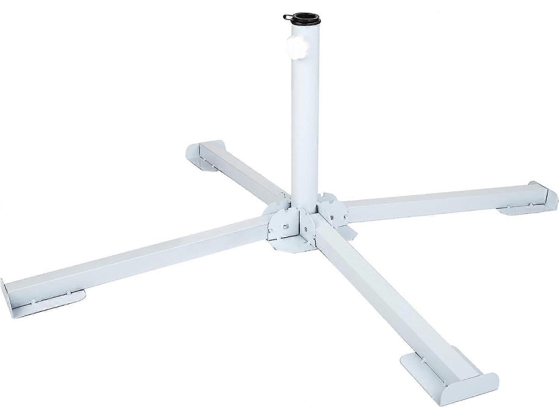 Base Plegable Para Parasol De Jardín 25/32 Mm Con 4 Patas Blanco Ajustable Para Tubos 26-33 Cm