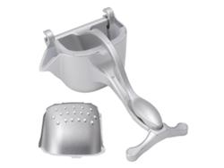 Exprimidor Manual Portátil De Aleación De Aluminio Para Naranjas Y Limones Con 2 Embudos Plateados.