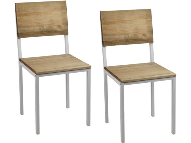 Conjunto 2 Silla DS MUEBLES 782814 iCub (Blanco - Madera y Metal)