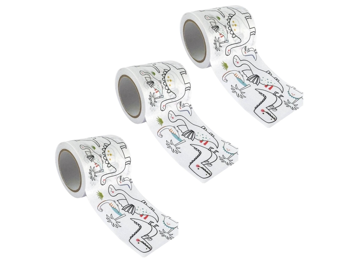3 cintas adhesivas grandes para colorear - Dinosaurios 4,6 cm x 5 m GRAINE CRÉATIVE