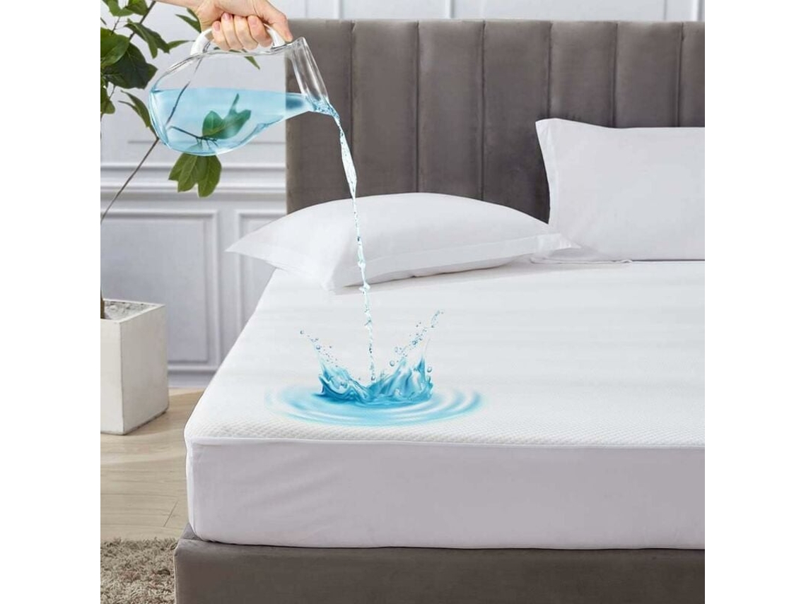 Funda protectora de colchón impermeable de 140 x 200 cm con superficie de fibra de bambú y borde elástico silencioso para una protección higiénica - Neveance