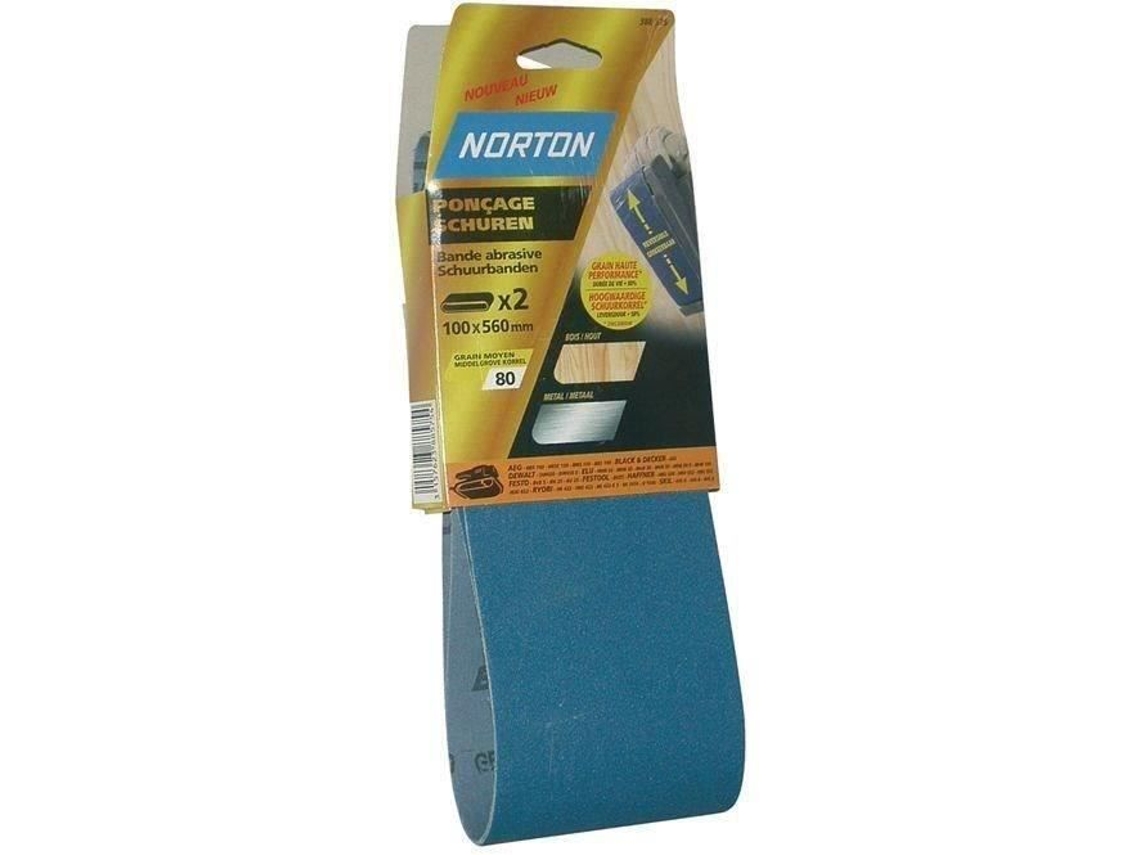 Cinta Abrasiva Tecnología Azul Conjunto De 2 Grano 80 100x610 Mm Norton