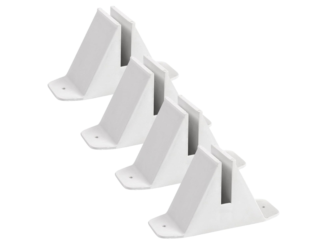 Juego De 4 Soportes De Plástico Para Vallas De Jardín Con Dispositivo Antivuelco Y Diseño Blanco Que Sirve Como Base.