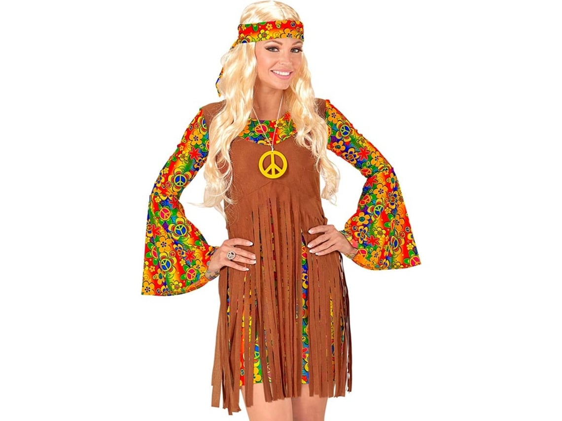 Disfraz de Chica Hippie flecos largos para mujer