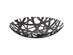 2026-Cesta de frutas Tower, negra - Diseño sencillo de metal pintado - Marca Yamazaki - D26xh4.5