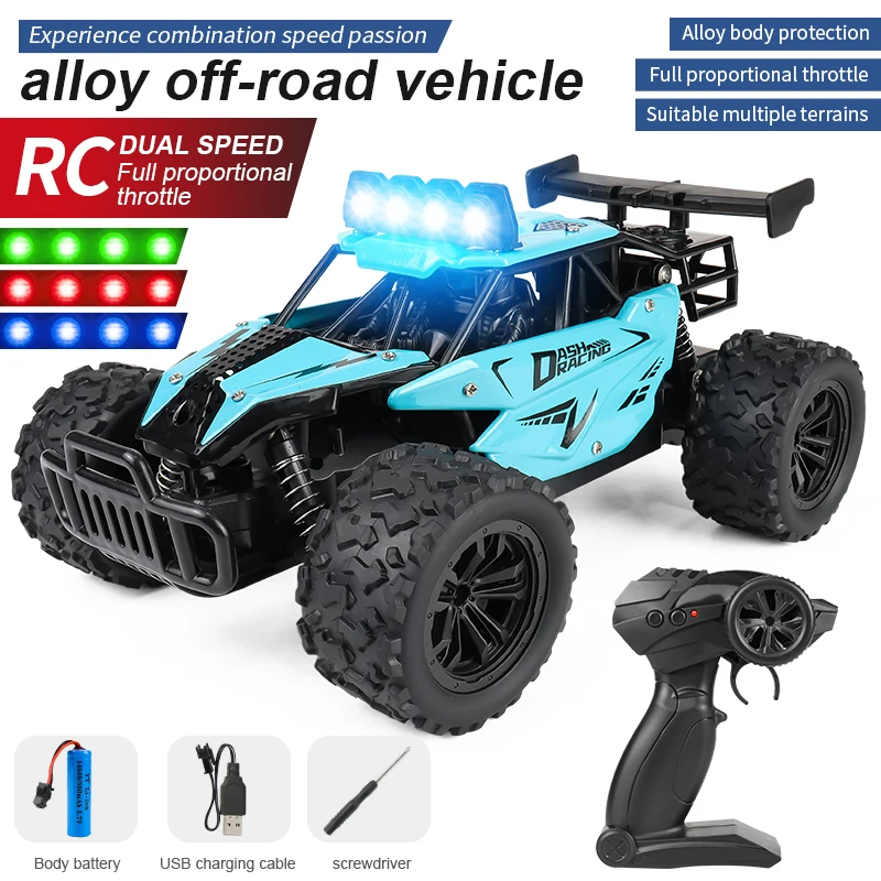 (azul Claro) Coche De Carreras De Derrape Con Control Remoto, Camión De Alta Velocidad Con Control Remoto 2.4g Con Luces Led