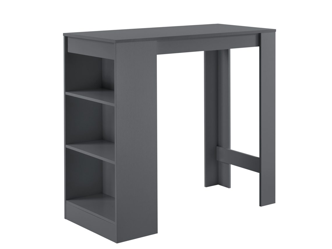 Mesa de bar Kouvola con 3 estantes aglomerado 110 x 50 x 103 cm - Gris oscuro [EN.CASA]