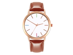 Reloj De Pulsera Sencillo Y Elegante Para Mujer Con Correa De Cuero Sintético, Estilo Casual Y Movimiento De Cuarzo (marrón Claro).