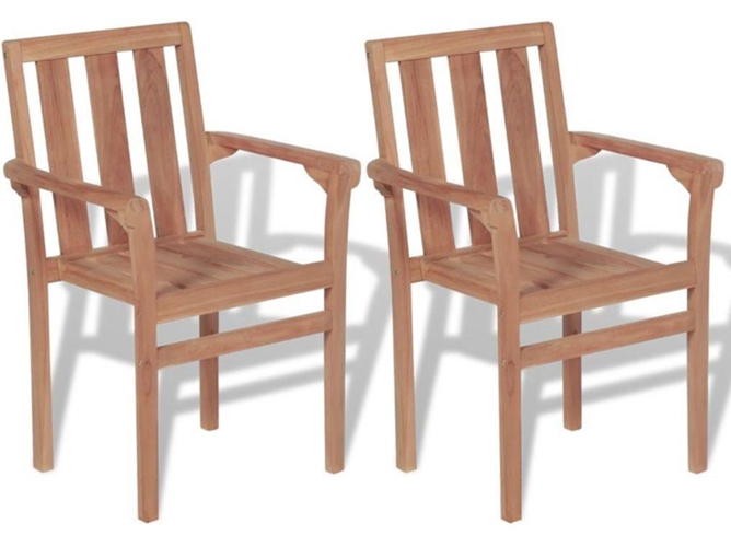 Conjunto 2 Silla Jardin VIDAXL Marrón Teca