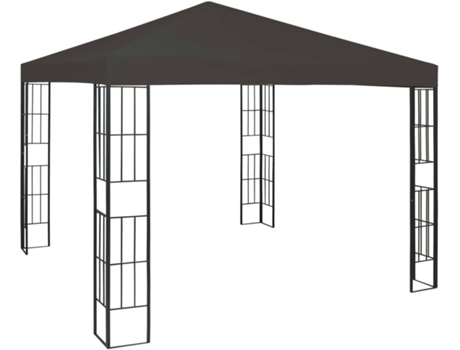 vidaXL Cenador con tira de luces LED 3x3 m gris antracita