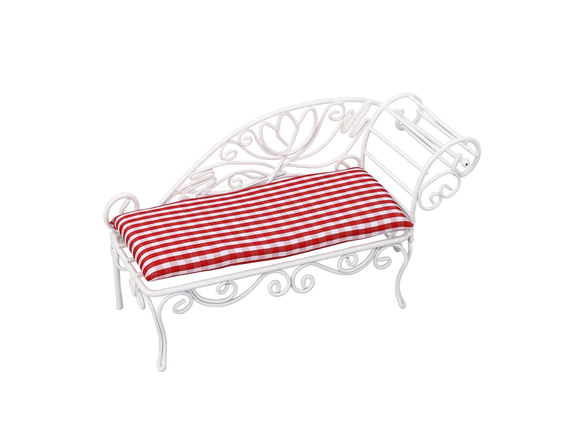 Cama De Día De Hierro En Miniatura Para Casa De Muñecas, Escala 1:12, Blanca.