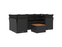 Maison Exclusive - Set De Comedor De Jardín 7 Pzas Y Cojines Ratán Sintético Negro