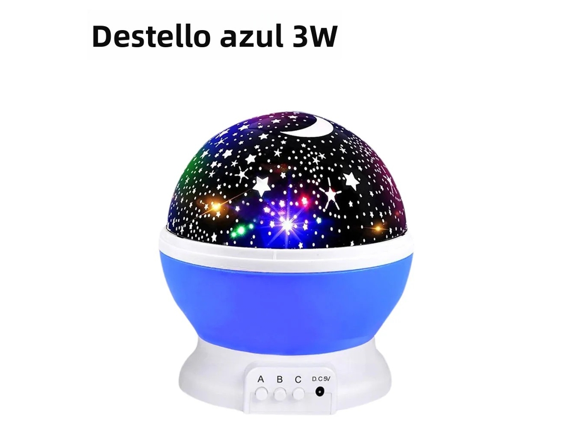 Lámpara de noche con proyección de cielo estrellado (3W azul), lámpara de pared decorativa LED giratoria