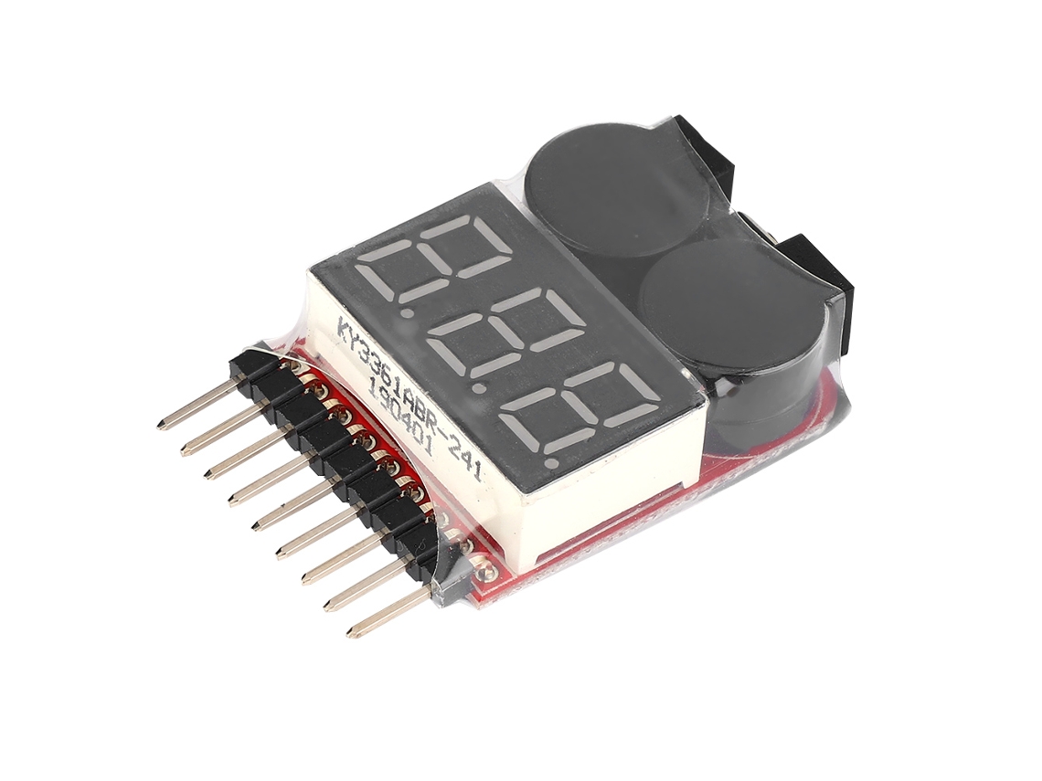 Detector de bajo voltaje 2026yncm para baterías Lipo con pantalla digital y alarma 2 en 1 1-8s