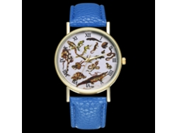 Reloj Analógico De Cuarzo Para Parejas Unisex Con Correa De Cuero Pu Azul Real