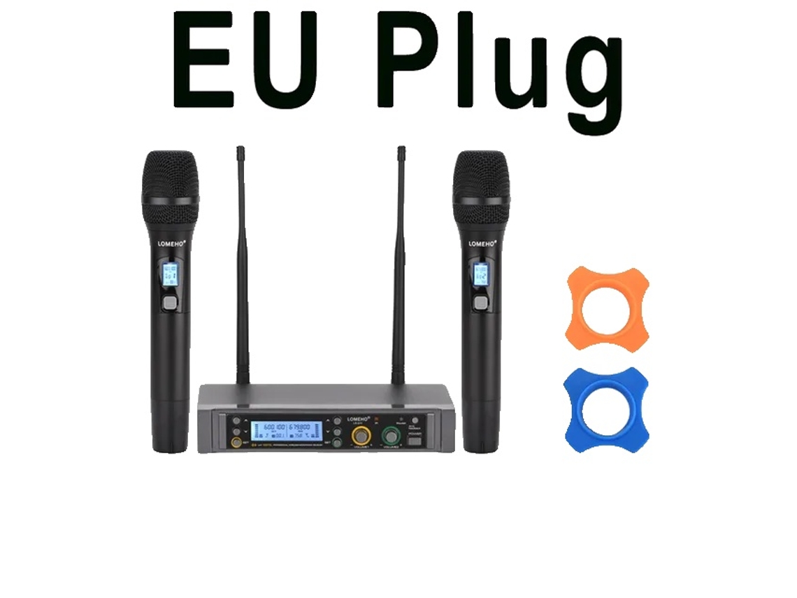 Sistema de micrófono inalámbrico de doble canal, micrófono de mano profesional, enchufe europeo de 500 MHz OEM
