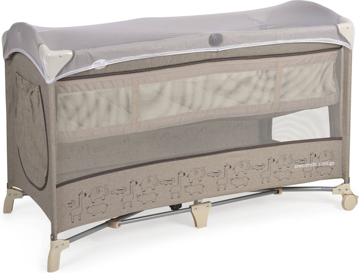Cuna de Viaje MS Oxford Acero, Nylon Beige (125 x 77 x 65 cm)