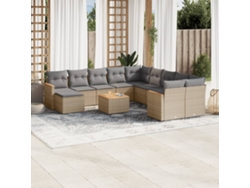 Conjunto de sofá de jardín de 12 piezas con cojines, mimbre beige mixto, DKD Home Decor