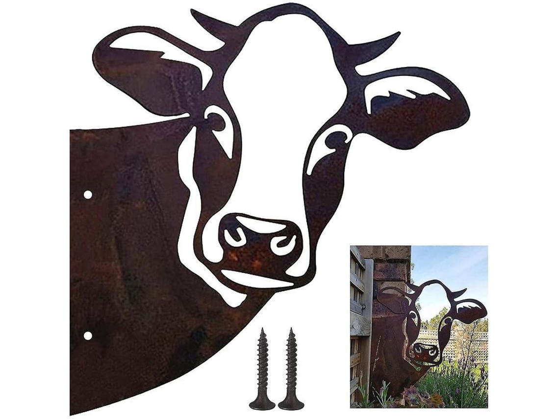 Decoración De Vaca Con Pátina, Nuevos Adornos De Jardín De Metal Oxidado 2025 Para Finca