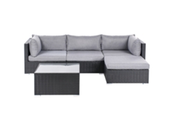 Conjunto de exterior con mesa de centro Beliani Sano en ratán sintético negro 159x245x64