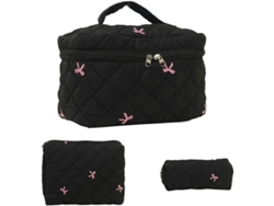 Juego De 3 Neceseres Acolchados Para Maquillaje, Bolso Tote Con Cremallera De Gran Capacidad.
