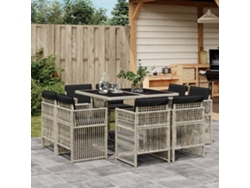 Juego de comedor de jardín de 9 piezas DKD Home Decor con cojines gris claro