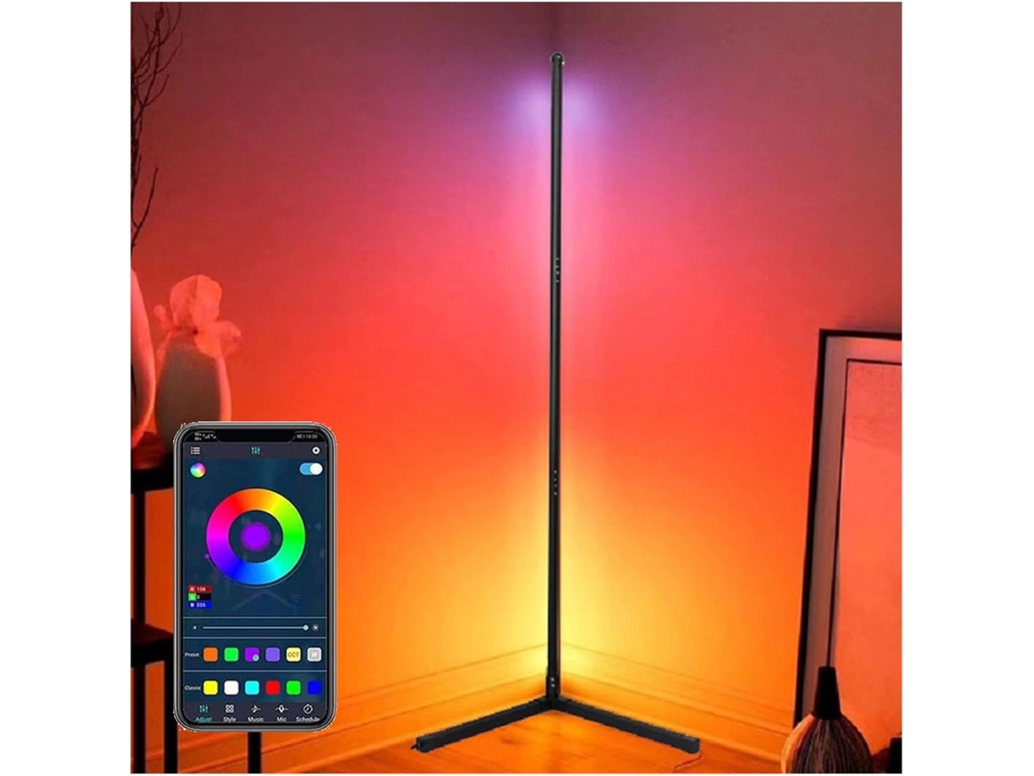 Lámpara De Pie Esquinera Para Sala De Estar, 150 Led, Luz Ambiental Rgb Inteligente Para Dormitorio Nórdico.