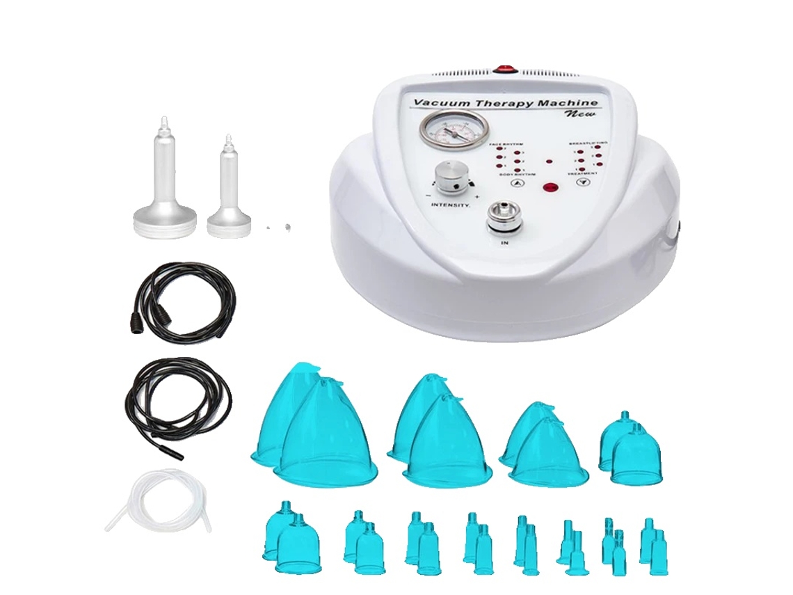 Máquina de terapia de vacío para levantamiento de senos y glúteos, reafirmación de la piel con 24 copas azules OEM