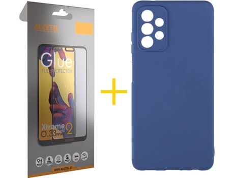 Kit Funda + Protector de Pantalla Samsung A32 5G ACCETEL Cristal Templado 5024 Azul