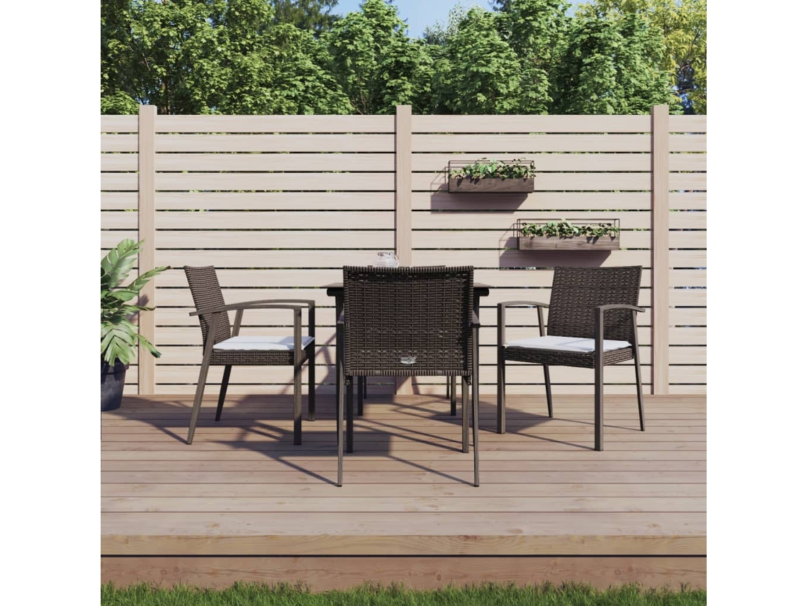 Conjunto de comedor de jardín de 2 piezas con cojines, mimbre y acero, DKD Home Decor