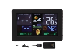 Reloj meteorológico (clima interior/exterior, pantalla LED a color)