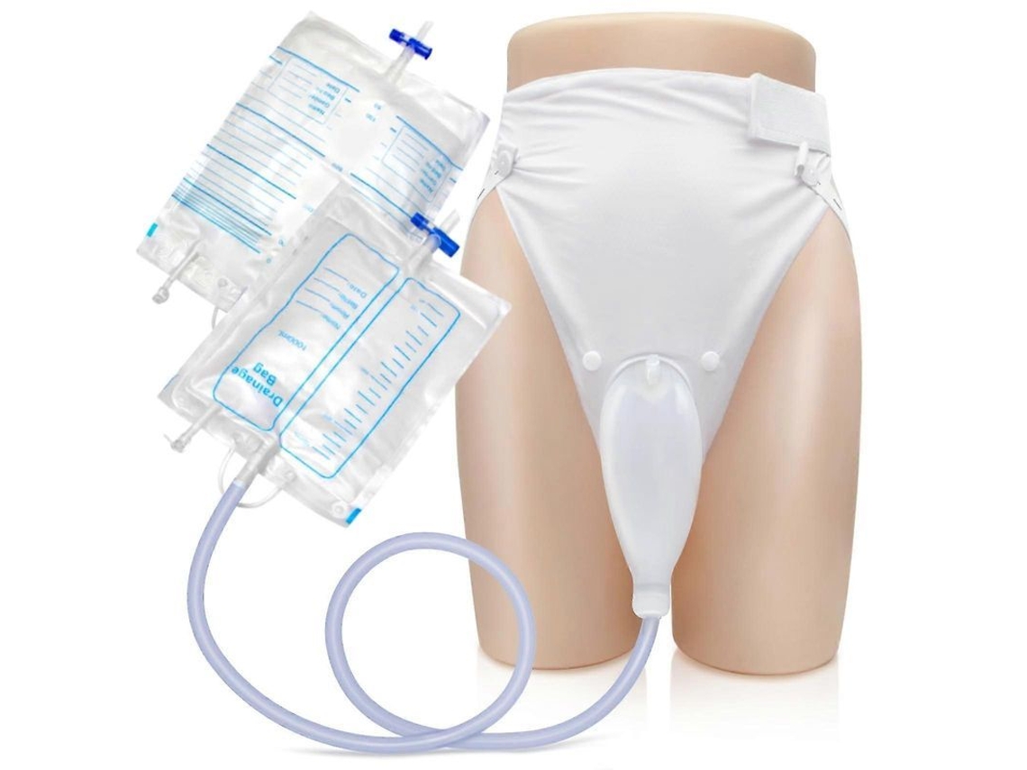 Bolsa de Urina Vestível com Cateter 1000ml 2000ml para Homens Mulheres Idosos Incontinência Urinária Pacientes Acamados