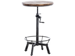 Mesa Alta de Madera Maciza Y Metal Plateado Regulable En Altura Estilo Industrial Tab10064 MOBIKASA
