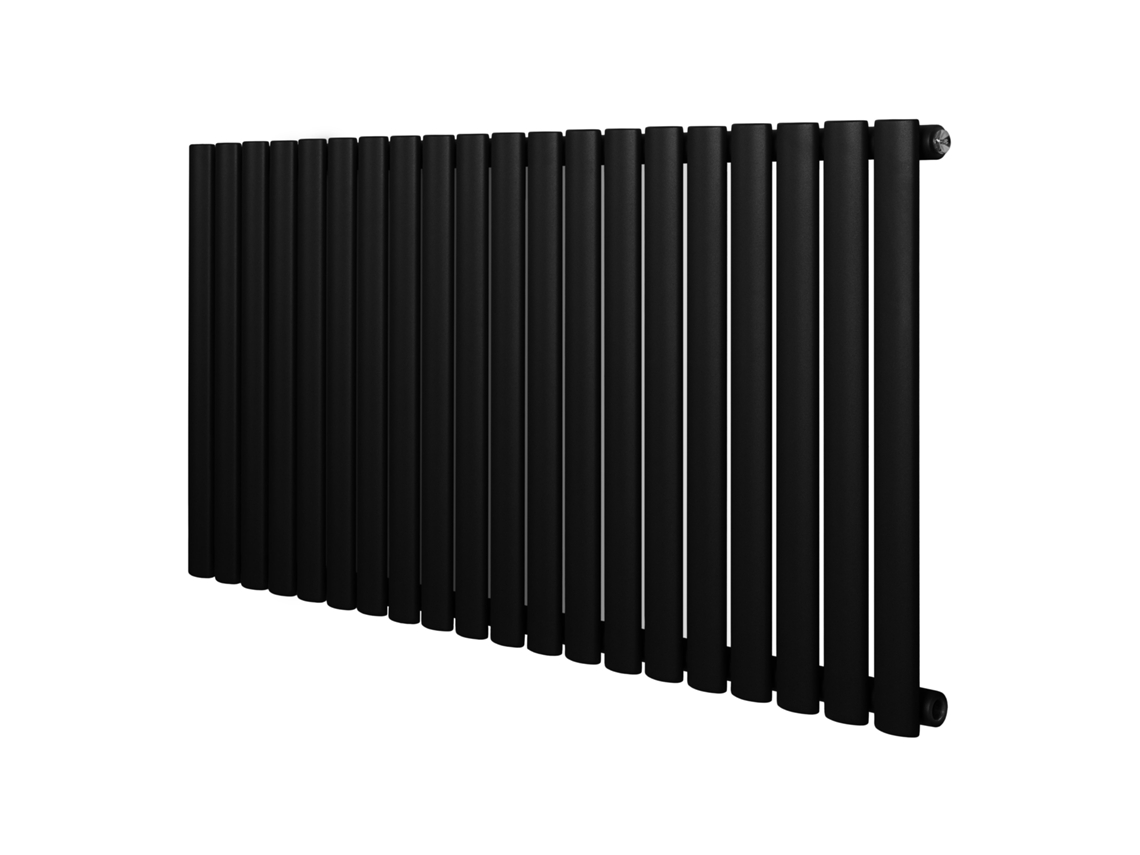 Radiador ovalado de una sola columna 600x1200 mm - Negro | Acero al carbono, 1,5 mm, 1142 W | Diseño elegante | Alta eficiencia |