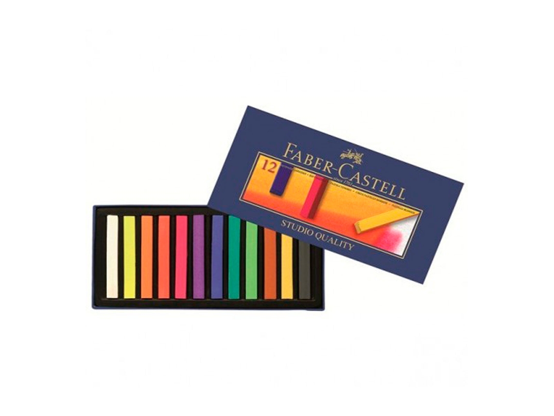 Estuche de cartón Faber Castell con 12 tizas pastel suaves surtidas