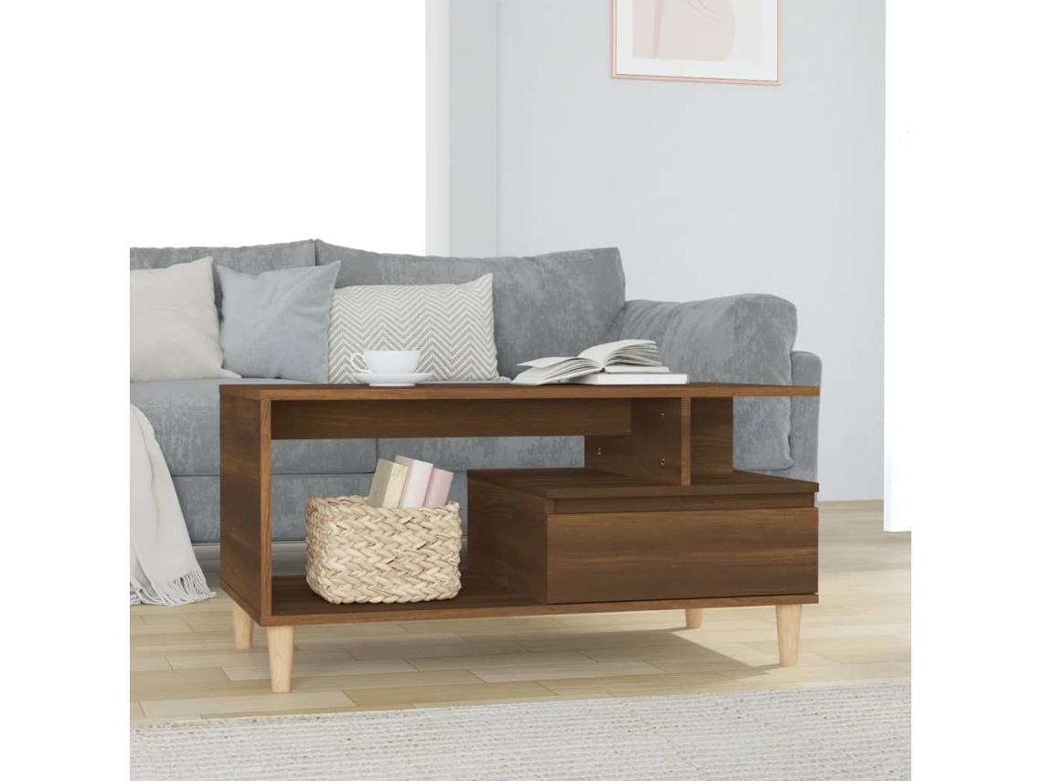 Mesa de Centro de Apoyo 90X49X45 cm en Madera de Derivados de Roble