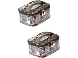 Neceser De Maquillaje De 6 Piezas Con Estampado De Leopardo Oscuro, Pvc Transparente, Multifuncional, Gran Capacidad.