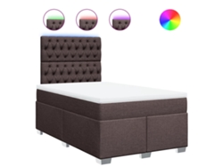 Maison Exclusive - Cama Box Spring Con Colchón Tela Marrón Oscuro 120x200 Cm