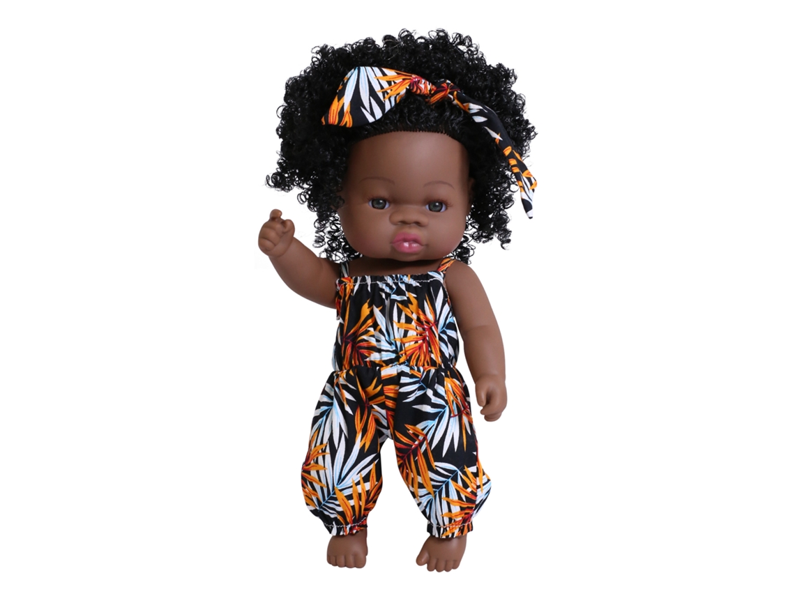 Muñeca de vinilo negro, muñeca reborn, juguete de bebé de simulación de vinilo suave, set de regalo de 3