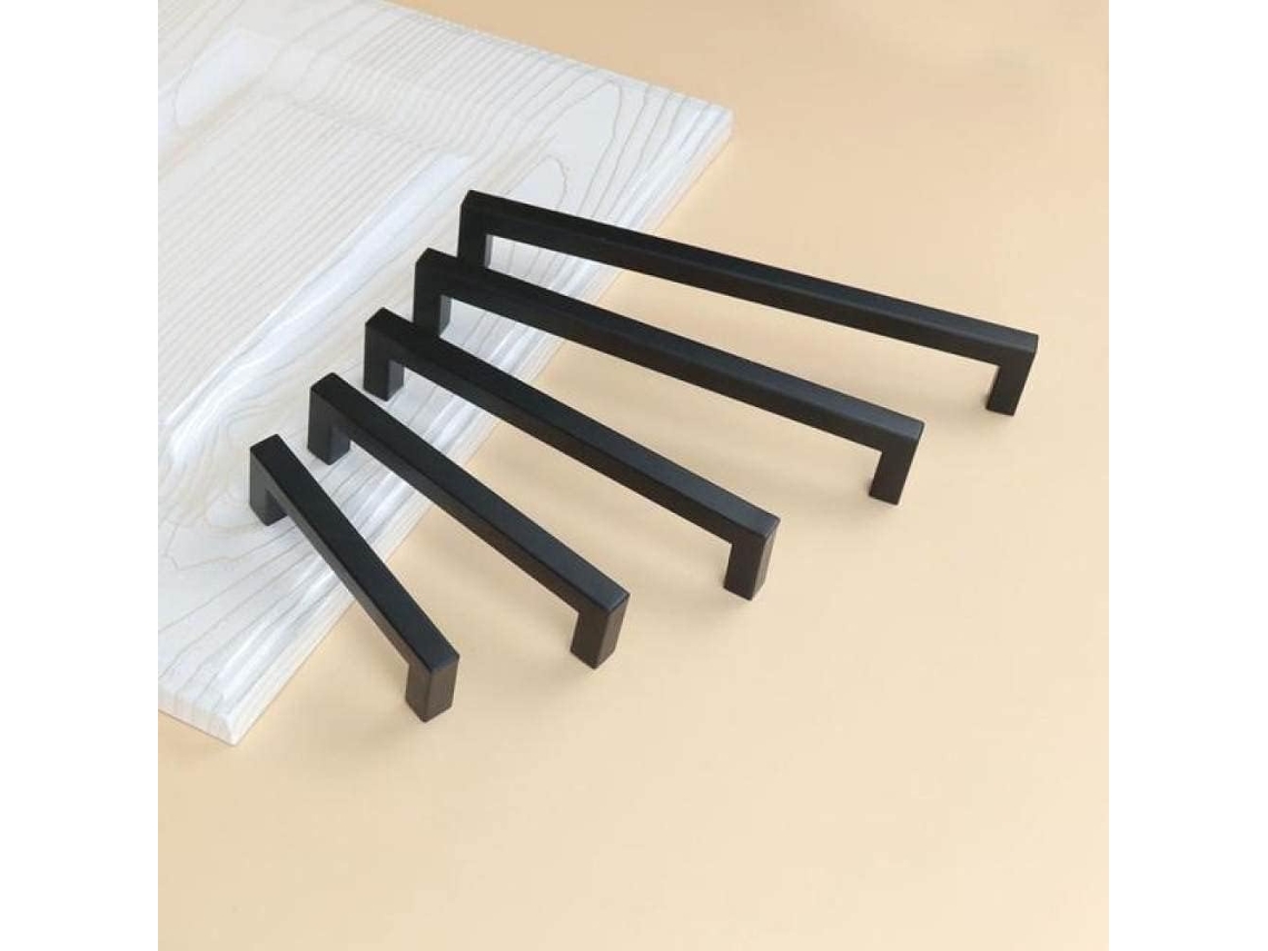 Tiradores De Armario Negros Cuadrados De Acero Inoxidable Con Paso De Puerta De 224 Mm (3-15 Pulgadas)