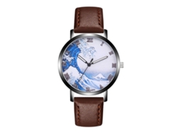 Reloj De Pulsera De Aleación Analógico De Cuarzo Con Dial Redondo Para Parejas Café Oscuro