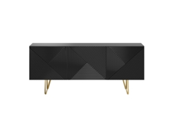 Aparador Negro Y Dorado 3 Puertas 160 Cm Ozen MILIBOO