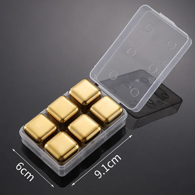 (oro, Paquete De 6) Cubitos De Hielo Reutilizables De Acero Inoxidable, Congelación Rápida, Metal Apto Para Uso Alimentario.