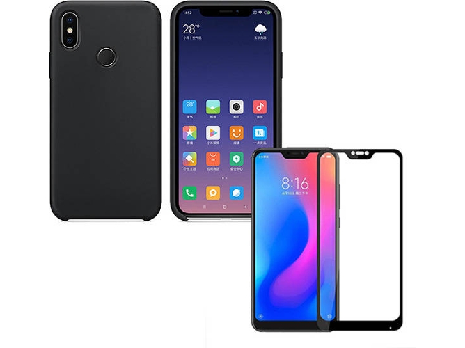 Kit Carcasa y Protector Cristal 5D Xiaomi Mi A2 Lite Silicone Negro