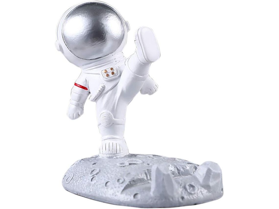 Soporte Para Teléfono Con Diseño De Astronauta Creativo, Astronauta, Lindo Y Divertido, Plateado, Pose De Patada