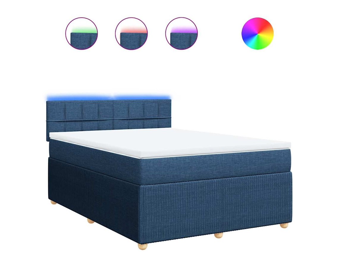 Maison Exclusive - Cama Box Spring Con Colchón Tela Azul 160x200 Cm