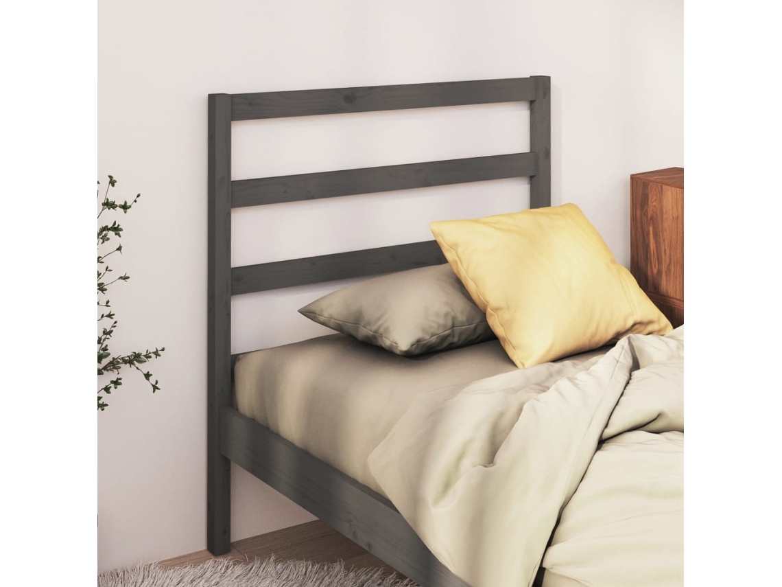 Cabecero De Cama Madera Maciza De Pino Gris 95x4x100 Cm
