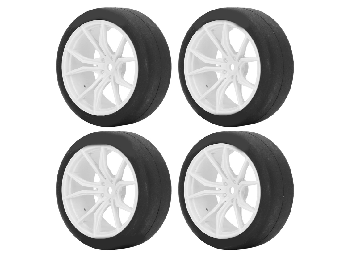 Mali 4pcs Pneus de Carro Rc com Amortecimento Forte Compatível com Tamiya Tt01 Tt02 Hsp 94123 1/10 Branco